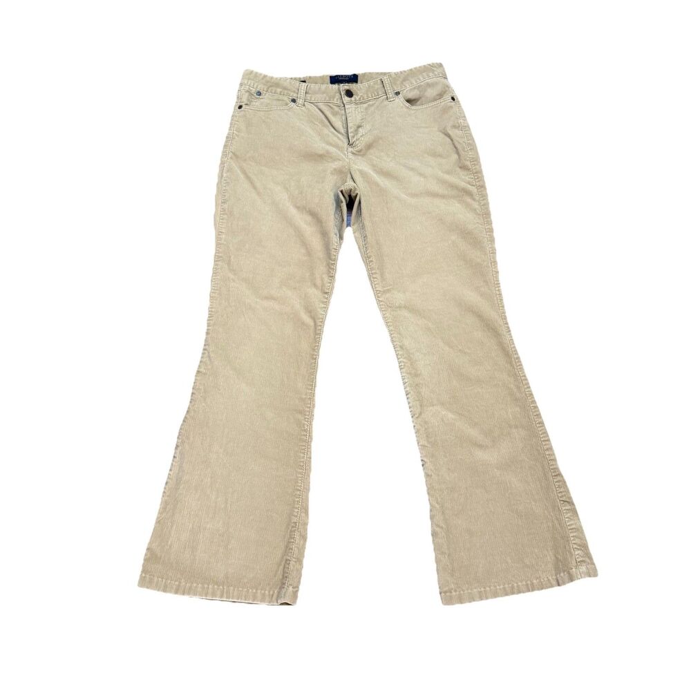 Talbots Signature Women's 8 Boot Cut Corduroy Pants Beige Tan Cords Stretch